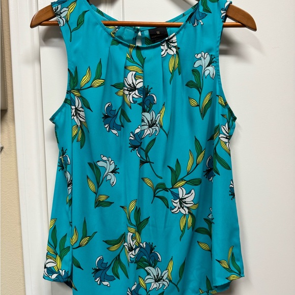 Worthington Tops - Worthington Turquoise Floral Sleeveless Blouse